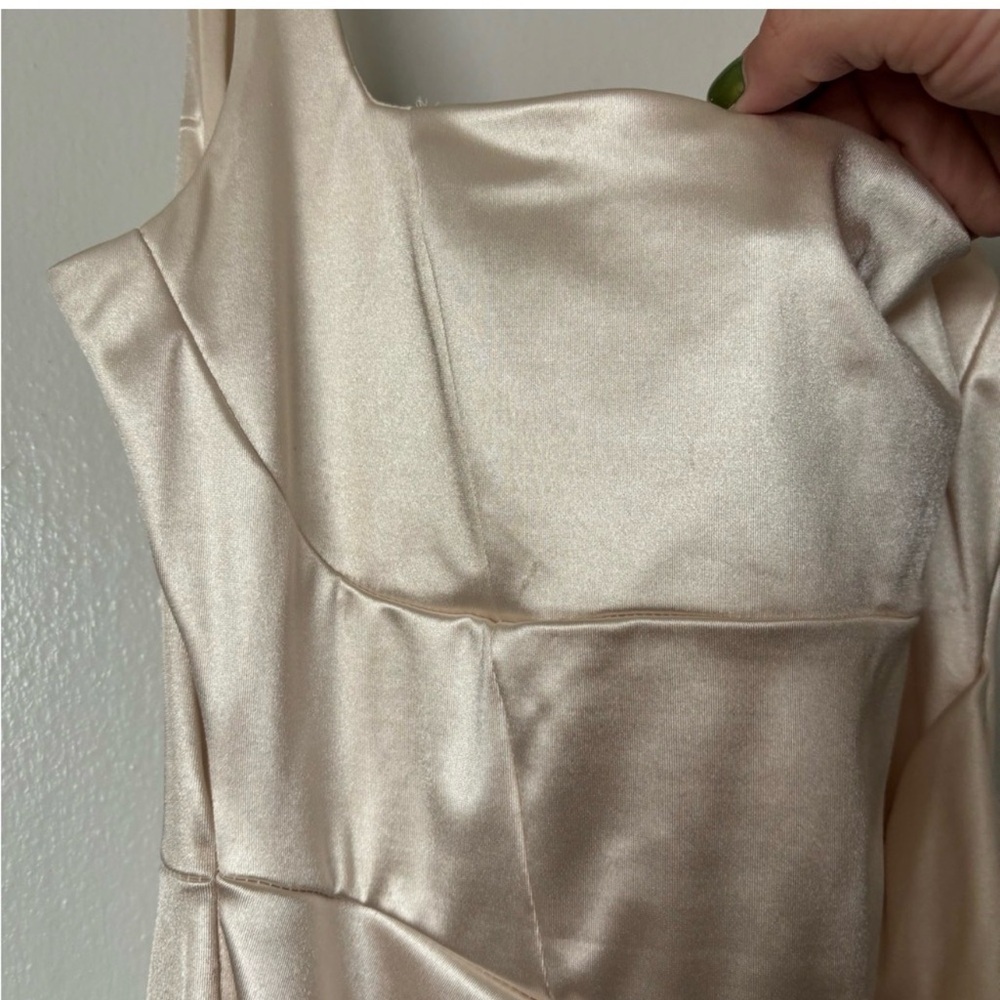 Satin Ivory Square Neck Slip Dress Windsor Elegant Champagne Formal Gown Small - Picture 11 of 11
